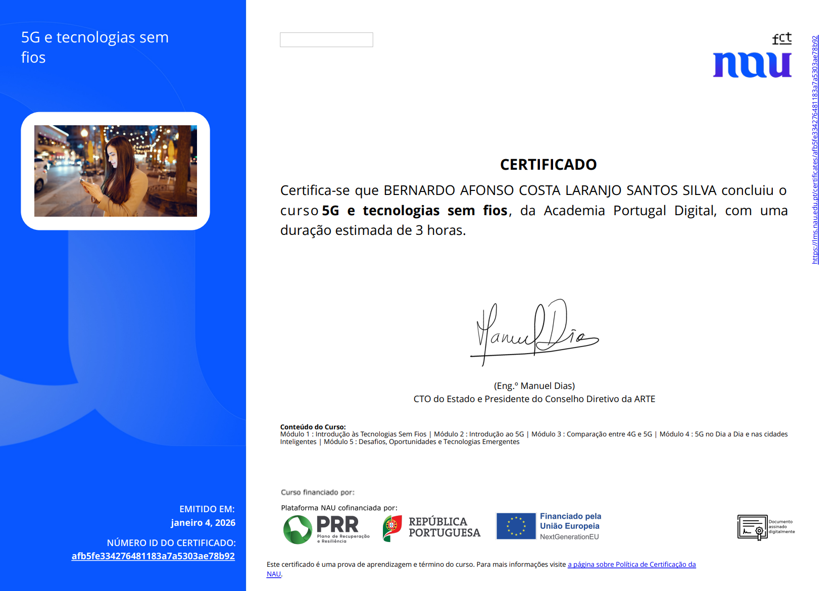 Certificado - 5G e tecnologias sem fios